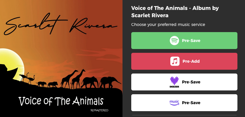 Voice of the Animals scarlet rivera album spotify link